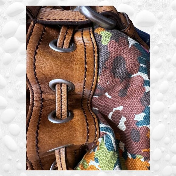 π Fossil MADDOX Drawstring Bucket Shoulder Bag Leather Trim - Fabulous Bag! - Picture 5 of 10